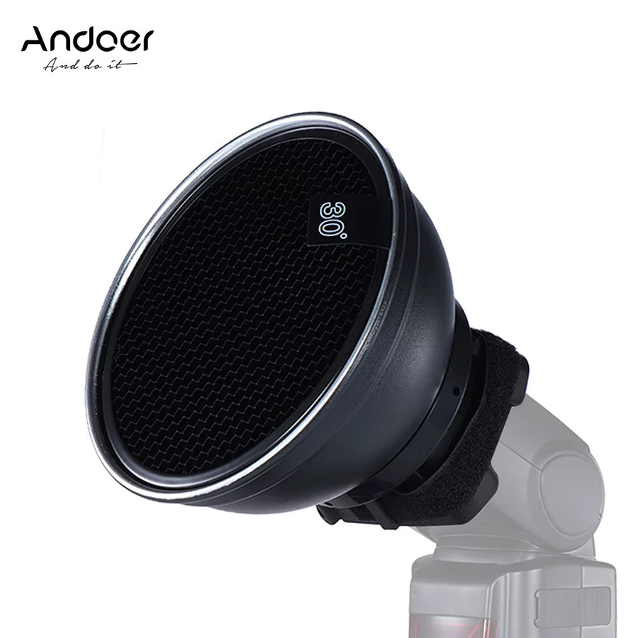 Andoer Beauty Dish Diffusor mit Wabenstruktur 5,9 Zoll in Silber für Canon und Nikon On-Camera Blitz Speedlite - Bild 3