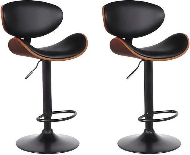 Vente-unique Barhocker Montenegro in Schwarz und Braun mit Metallgestell und Kunstleder-Sitzfläche - Bild 1