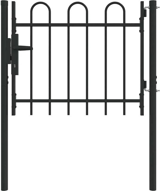 vidaXL Zauntor aus pulverbeschichtetem Stahl in Grau, B: 100 cm, H: 75 cm - Bild 1