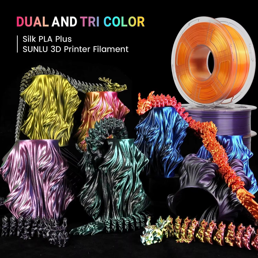 JAYO 20 Rollen 3D-Druckerfilament Set aus PLA+ Seide und Dual-Color PLA, 1,75 mm, Mehrfarbig für FDM-Drucker - Bild 6