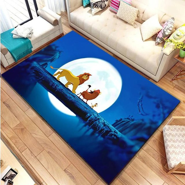Moderner Teppich im Savannen-Stil mit Tier-Motiv für Kinderzimmer und Wohnzimmer, Blau, B/L: 80 x 160 cm - Bild 1