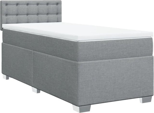 vidaXL Boxspringbett Hybrid mit Matratze und Taschenfederkern, Grau, B/T/H: 80 x 200 x 100,5 cm - Bild 1