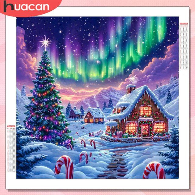 HUACAN Aurora Diamant Malerei Set Weihnachtsbaum Dekoration mit Strasssteinen in Multicolor, B/H: 20 x 20 cm - Bild 1