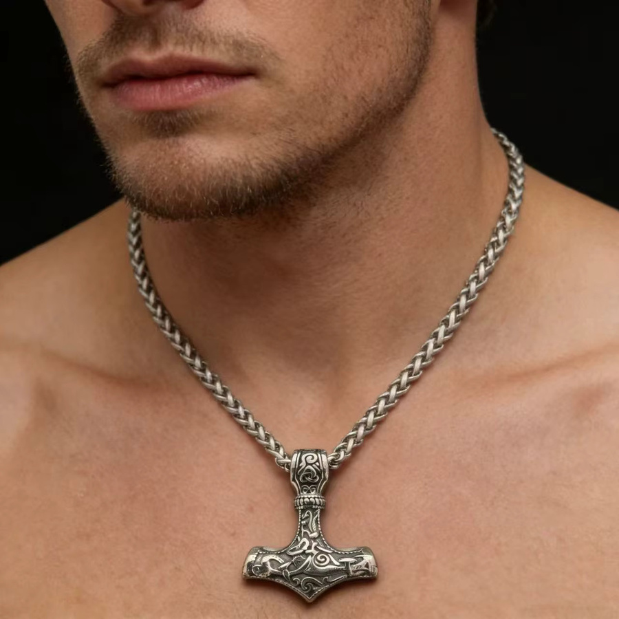 Halskette HNSP, Edelstahl, Viking Rune Anhänger, Herren, Vintage - Bild 4