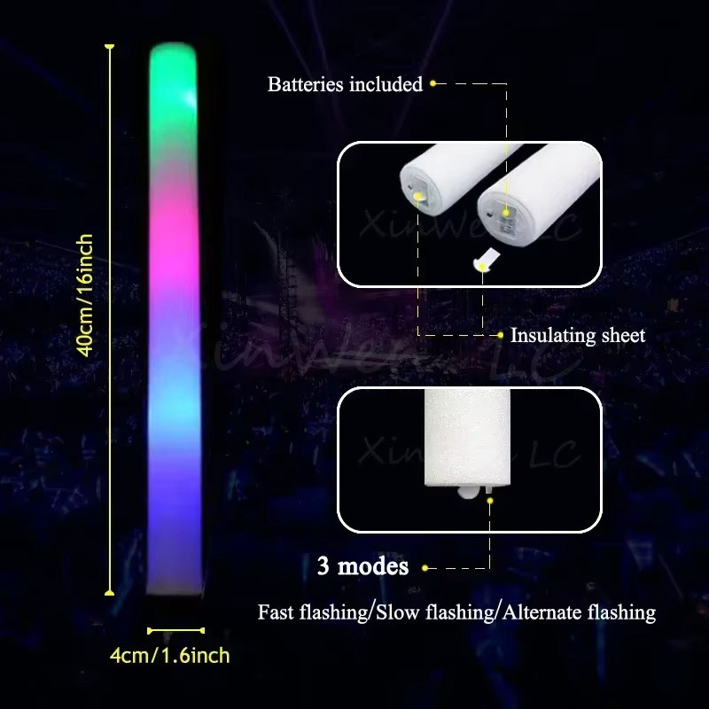 XinWen LC RGB LED Leuchtende Schaumstoffstäbe in Multicolour und Blau für Party und Cheerleading - Bild 3