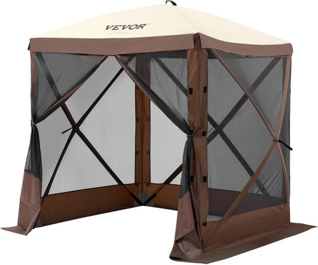 Pop-Up Pavillon Zelt mit Moskitonetz und 4-seitigem Vordach von Buying Solutions, MB, Braun, Höhe: 210 cm, Breite: 183 cm - Bild 1