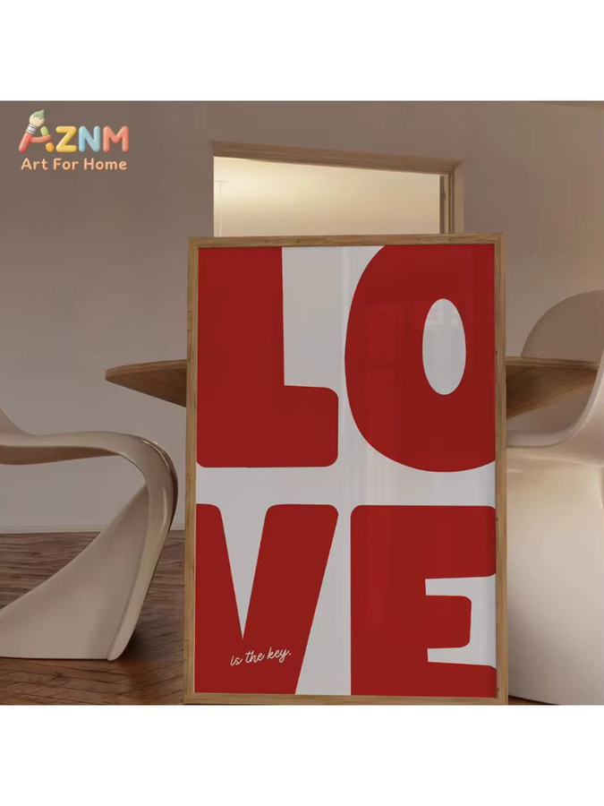 Kayou Leinwandposter Love Is The Key in Rot mit modernem Typografie-Design - Bild 6