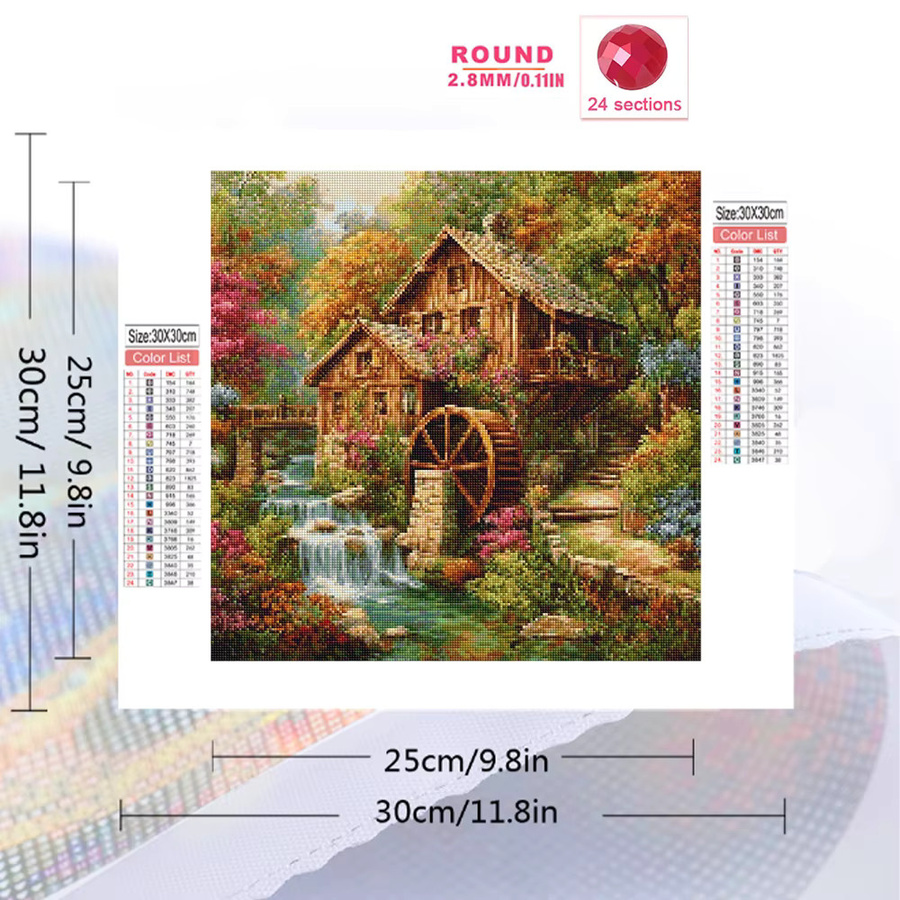 Momoart Diamant-Stickerei DIY Haus-Landschaftsgemälde mit Runddiamanten in Multicolour, B/T/H: 20 x 20 x 20 cm - Bild 2
