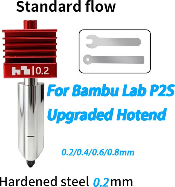 Bambu Lab Hotend Ersatzset aus gehärtetem Stahl für P2S 3D-Drucker mit Düsen 0,2 mm, 0,4 mm, 0,6 mm und 0,8 mm - Bild 1