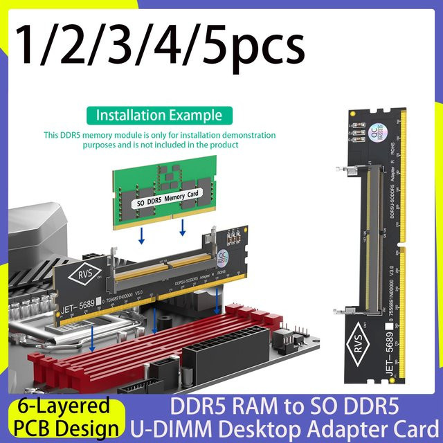 T.F.SKYWINDINTL DDR5 SO-DIMM zu DDR5 U-DIMM Desktop-Adapterkarte in Schwarz - Bild 1