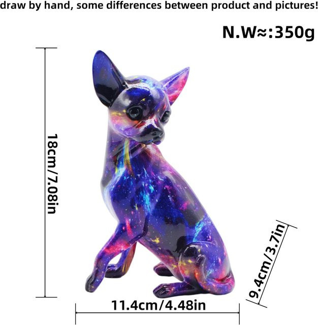 Yiran Furniture Chihuahua Deko-Figur aus Harz in Bunt für Wohnzimmer und Büro - Bild 1