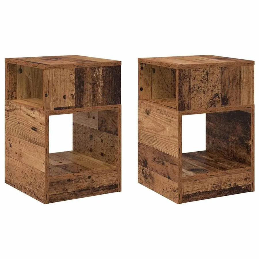 vidaXL Beistelltisch Set aus 2 Stück in Altholz Optik, modern, braun, B/T/H: 30,5 x 30 x 45 cm - Bild 2