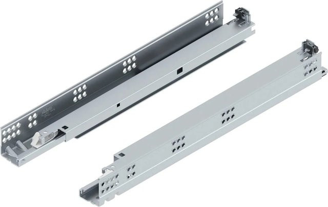 Blum Unterbodenführung Tandem Tip-On 560H mit Push-to-Open Funktion, Stahl verzinkt, Farbe: Silber, Länge: 450 mm - Bild 1