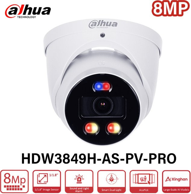 Dahua HDW3849H-AS-PV-PRO WizColor TiOC 3.0 Smart AI Kamera mit 8MP, Zwei-Wege-Audio, AcuPick und IR 30m, Weiß - Bild 1