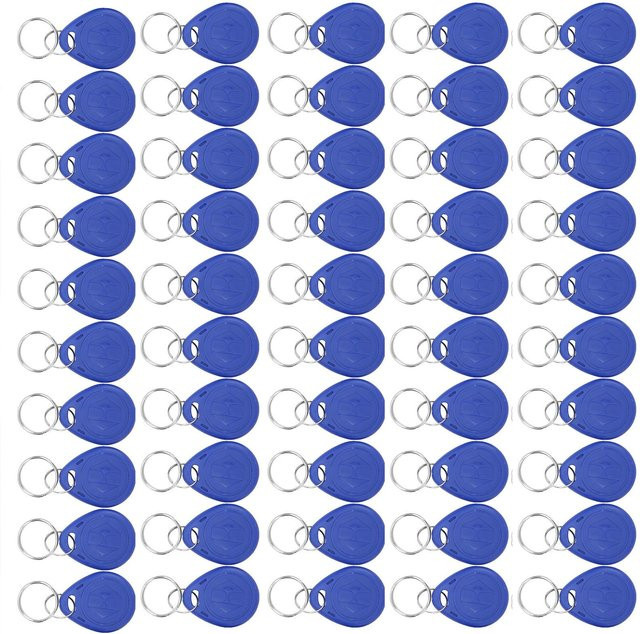 50 Stück Painter ID-Karten-Schlüsselanhänger aus Kunststoff, 125 kHz Token-Tags in Blau, wiederbeschreibbar für Zugangskontrolle, Aufzug und Parken - Bild 1