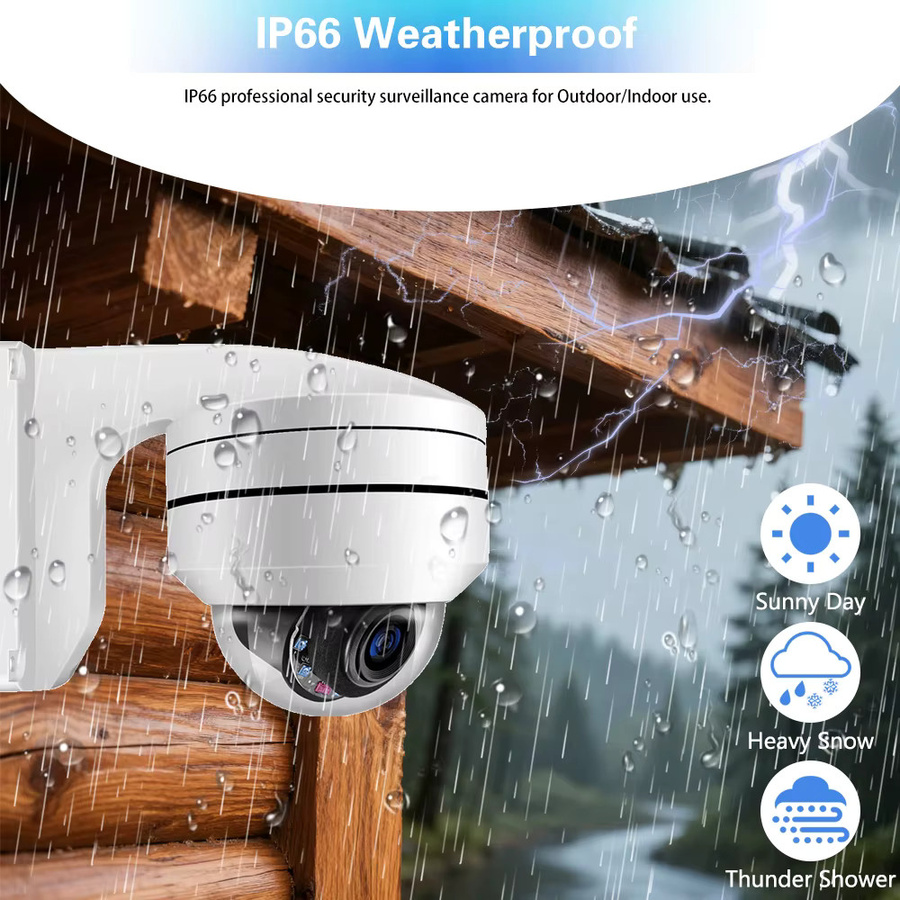 HKIXDISTE 8MP POE IP-Sicherheitskamera für Außenbereich mit 4K HD, PTZ Dome-Kamera mit 12-fach Zoom und Audioaufnahme, Farbe: Weiß - Bild 3