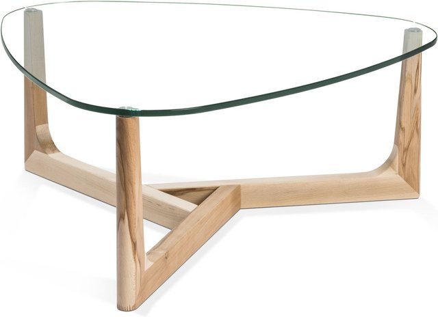 Couchtisch HASSE 7155 HK-47 aus Kernbuche massiv in Braun mit Klarglas, B/T/H: 90 x 86 x 36 cm - Bild 1