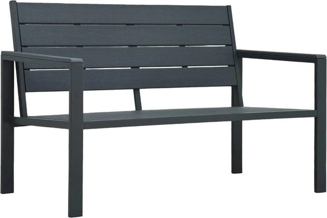 furnicato Gartenbank aus HDPE in Grau mit Holz-Optik, B: 120 cm, H: 78 cm, T: 64 cm - Bild 1