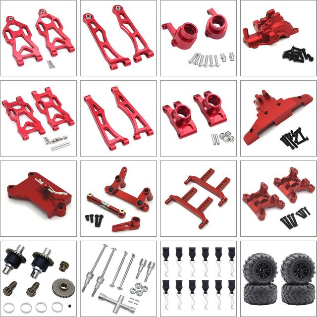 SCY Metall Vorne Hinten Suspension Getriebe Radnaben Shock Tower Lenkung Antriebswelle CVD, Zubehör, Rot - Bild 1