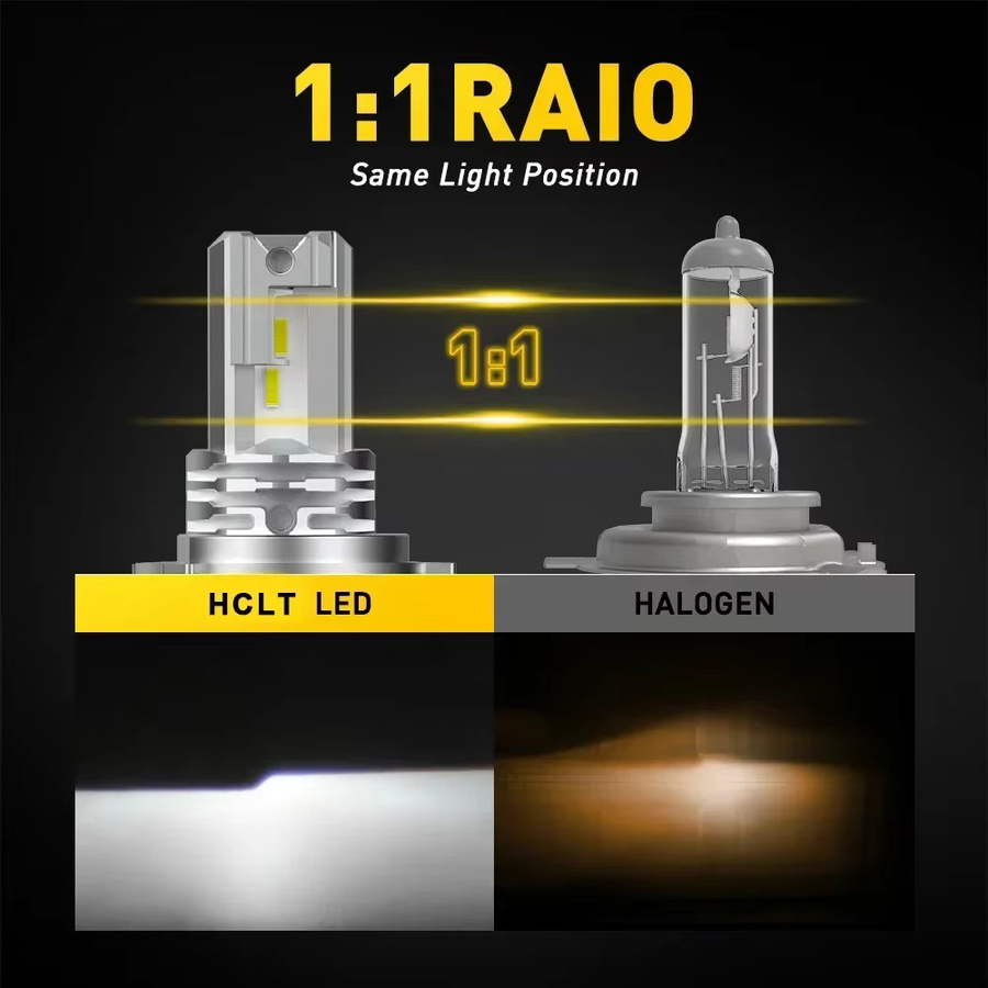 XMSJ LED-Autolampe H7 H4 H11 9005 für Nebelscheinwerfer und Tagfahrlicht, 30000LM, 6500K Weiß, Canbus, 12V Hochleistungs-Scheinwerfer, Silber/Weiß - Bild 4