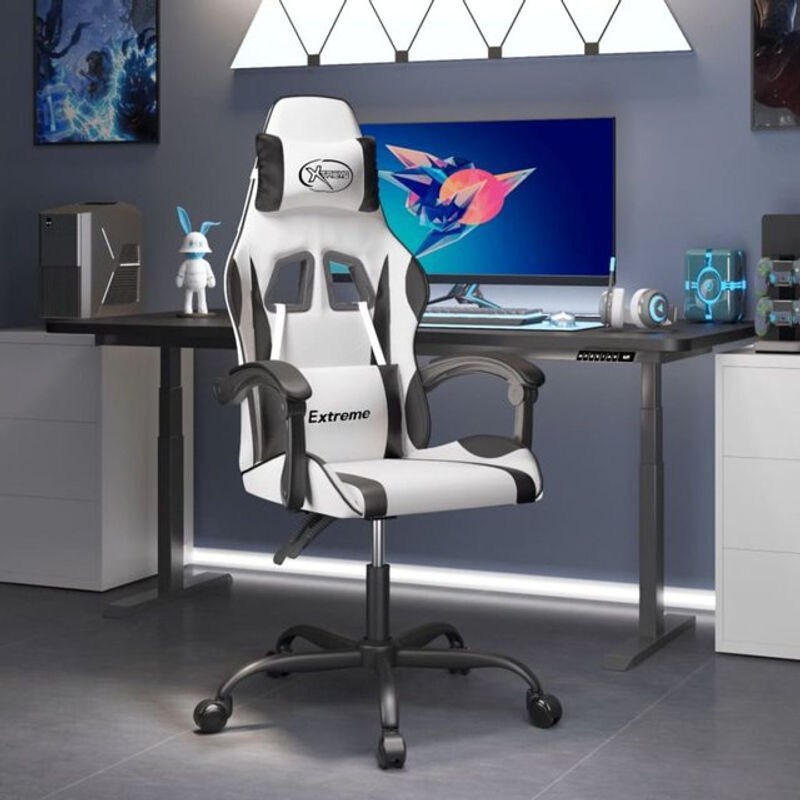 vidaxl Gamingstuhl drehbar in Schwarz/Weiß aus Kunstleder - Bild 1