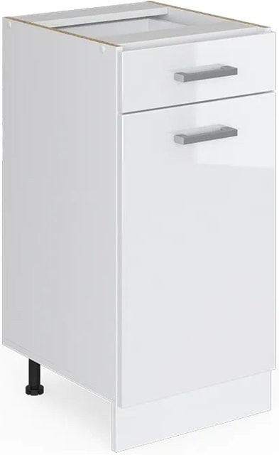 Vicco Küchenunterschrank R-Line Weiß Hochglanz ohne Arbeitsplatte B: 40 cm, H: 81,6 cm, T: 46 cm - Bild 1