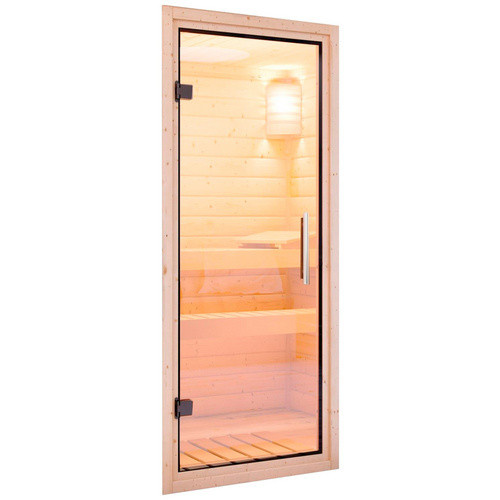 Karibu Sauna Paldiski für 4 Personen aus Fichtenholz in Beige ohne Ofen B/T/H: 236 x 184 x 209 cm - Bild 2
