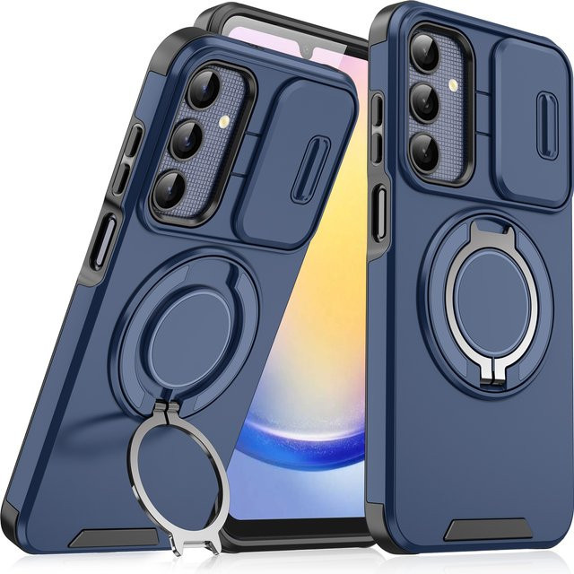 Robuste Handyhülle für Samsung Galaxy M56 und Samsung F56 5G mit magnetischer Halterung und Schiebe-Kameraschutz in Blau - Bild 1