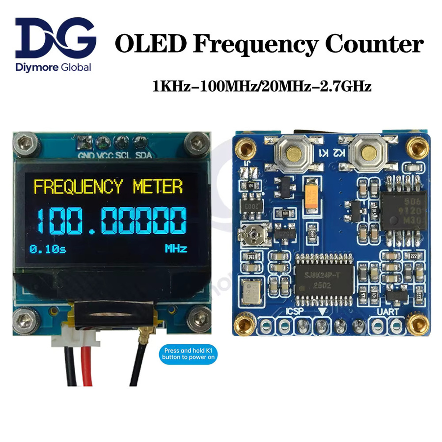 Aideepen Hochpräziser Frequenzzähler mit 0,96 Zoll OLED-Display für HF-Signal-Transceiver, 1 kHz bis 100 MHz/20 MHz-2,7 GHz, Blau - Bild 5