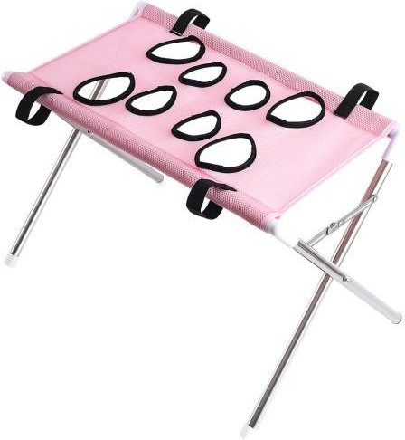 Pets Home Katzenpflegestation Haustiertisch mit klappbarem Ständer und Hängematte in Rosa - Bild 1
