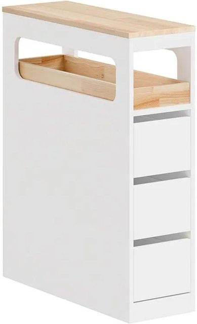 SoBuy Schmaler Badschrank mit 3 Schubladen als Nischenschrank und Rollwagen in Weiß, B/T/H: 23 x 65 x 82 cm - Bild 1