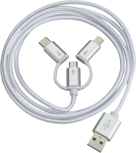 PETER JÄCKEL USB Data Cable ALL IN ONE USB-A auf USB-C in Weiß mit Sync- und Ladefunktion - Bild 1