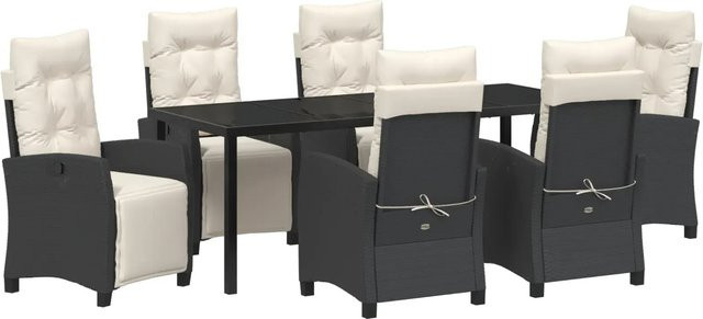 vidaXL Garten Essgruppe 7-teilig aus Poly-Rattan und Glas in Schwarz - Bild 1