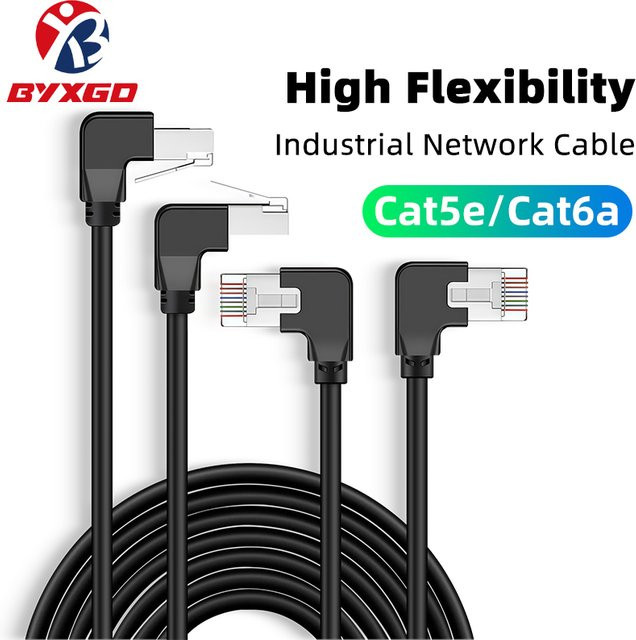 BYXGD CAT5E/CAT6A RJ45 Industrielles Ethernet-Kabel Gigabit Flexibles Netzwerkkabel für PROFINET Siemens SPS POE Kamera Outdoor in Schwarz - Bild 1