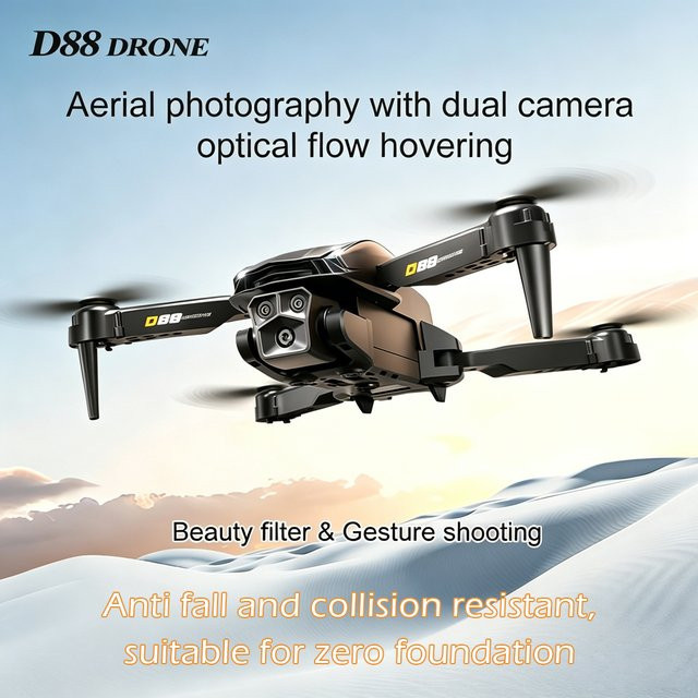 FACEGLE D88 Drohne mit Optical Flow Version, faltbarer Quadcopter in Orange mit zwei Kameras und Sechs-Achsen-Gyroskop - Bild 1