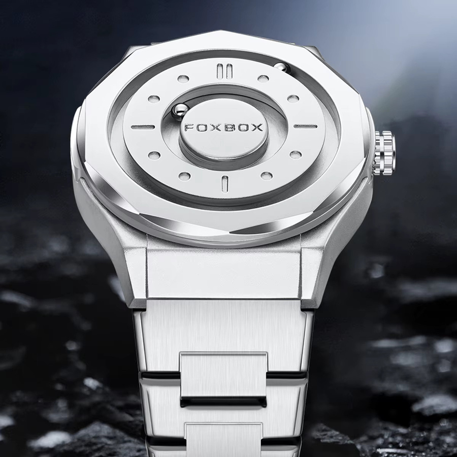 FOXBOX Armbanduhr Quarz, Edelstahl, Silber, Herren - Bild 4