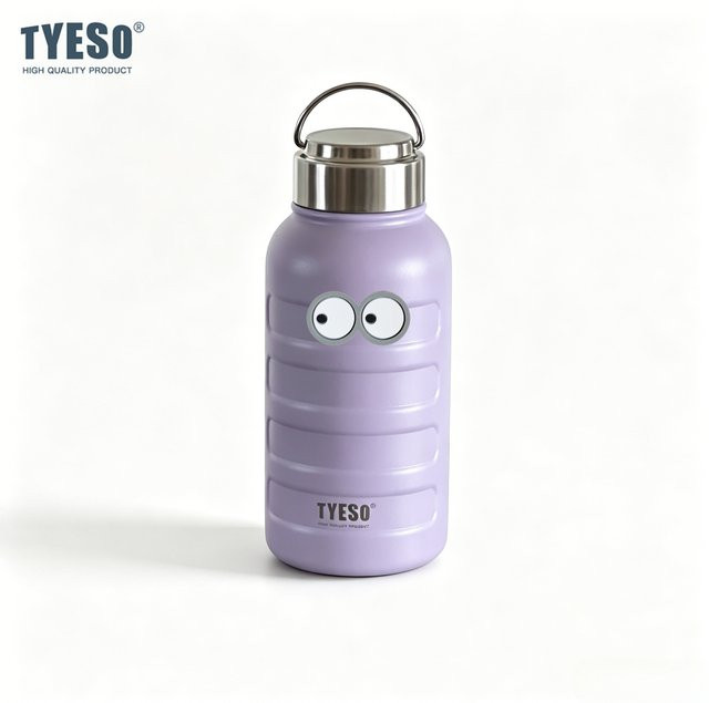Tyeso Thermoskanne aus Edelstahl mit Augen-Design, Tragbare Sport-Vakuumflasche und Thermobecher, Farbe: Purple, Volumen: 750 ml - Bild 1