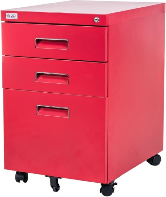 Jet-line Büro Rollcontainer Paul mit 3 Schubladen und Hängeregistratur rot abschliessbar - Bild 1