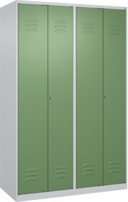 C+P PSA Doppel-Spind Classic PLUS mit 4 Abteilen, Zylinderschloss, Farbe Lichtgrau und Resedagrün, H x B x T: 185 x 120 x 50 cm - Bild 1