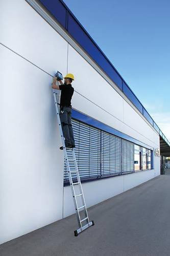 MUNK Günzburger Steigtechnik Aluminium Anlegeleiter mit 6 Sprossen in Silber, Arbeitshöhe: 3 m - Bild 1