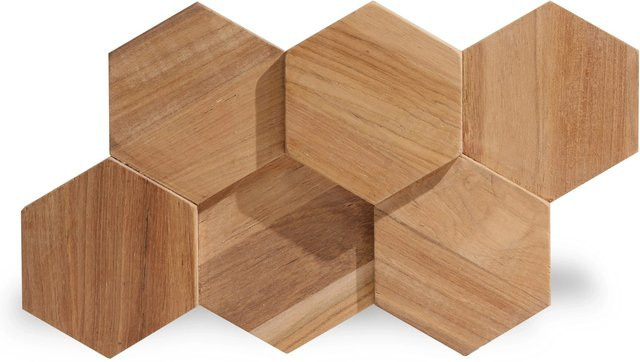 Rebel of Styles UltraWood Teak Hexagon Holzverblender in Braun, Breite: 26 cm, Höhe: 15 cm - Bild 1