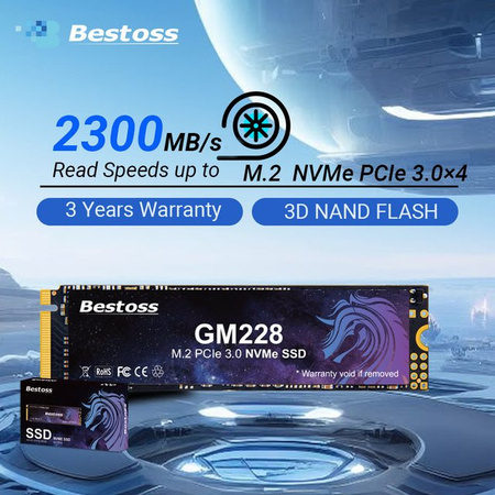 Bestoss M.2 NVMe PCIe 3.0x4 SSD Interne Festplatte 2280 in Schwarz