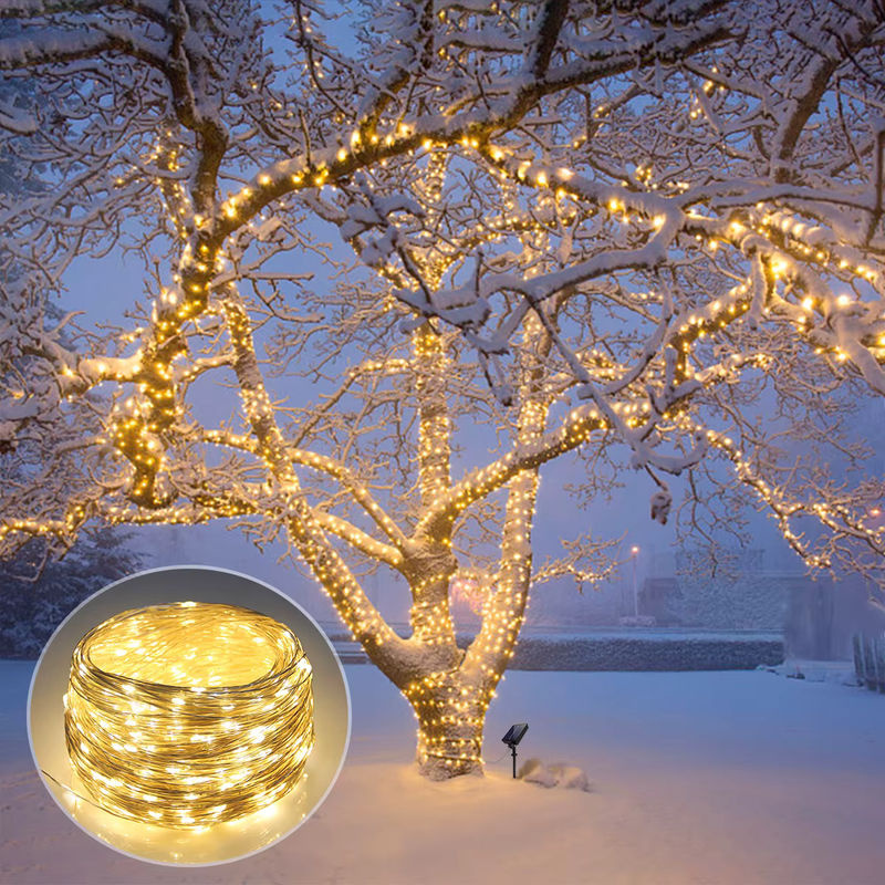 CHNAITEKE Solar LED Lichterkette aus Kupferdraht in Warmweiß für Garten und Weihnachten, wasserdicht - Bild 5
