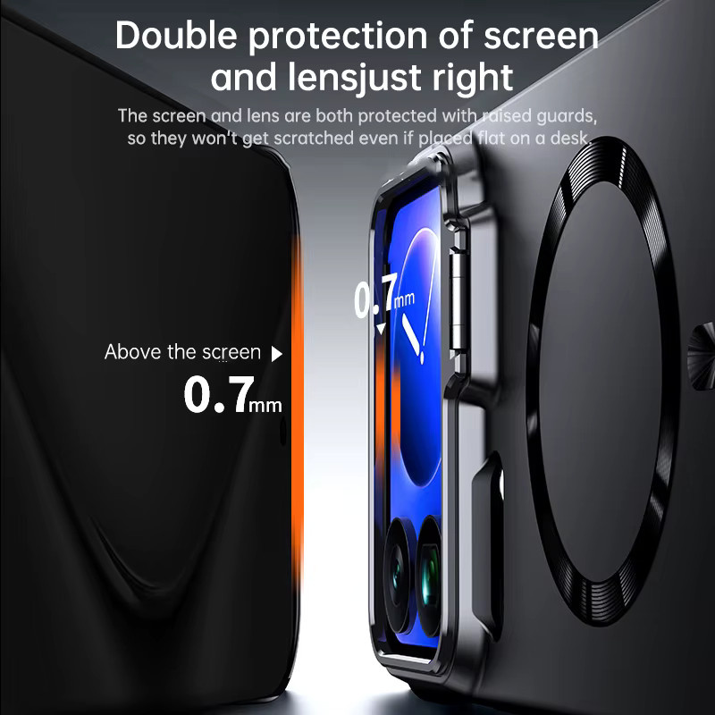 Ultradünne MagSafe kompatible Handyhülle für Xiaomi Mi 17 15 14 Pro Max aus hartem PC mit Metall-Objektivhalter in Schwarz oder Orange - Bild 2