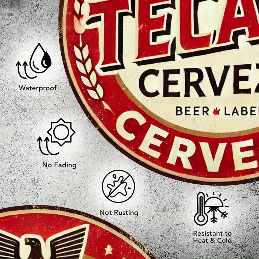 Potdemiel Aluminiumschild TECATE Bier-Logo mit Adlermuster in Rot und Weiß, Breite: 19,81 cm, Höhe: 19,81 cm - Bild 4