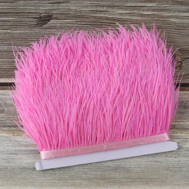 10 Meter rosa Straußenfeder-Besatzband aus natürlichen Federn für Dekoration und Handwerk, Breite: 8-10 cm - Bild 1