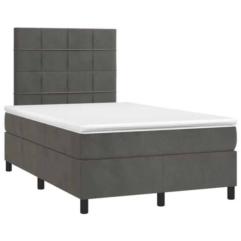 Vidaxl Kontinentalbett mit Matratze in Anthrazit, modernes Polsterbett aus Samt, B/T/H: 120 x 200 cm - Bild 2