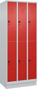 C+P Doppelstock-Spind Classic PLUS mit Sockel, 3 Abteile, Farbe: Front RAL 3020 Verkehrsrot und Grau, B/T/H: 75 x 50 x 195 cm - Bild 1