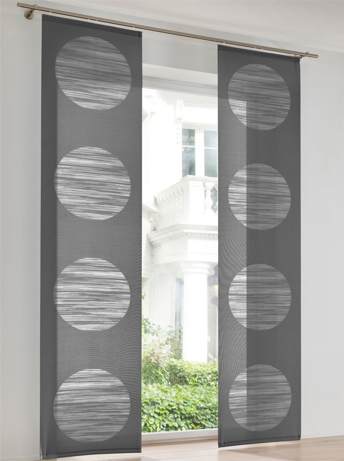 Schiebevorhang Heine Home in Anthrazit mit Kreis-Dessin aus 100% Polyester, Breite: 145 cm, Höhe: 145 cm - Bild 1
