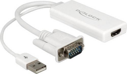 Delock Video- und Audio-Adapter USB 2.0 auf VGA und HDMI in Weiß (62460) - Bild 1